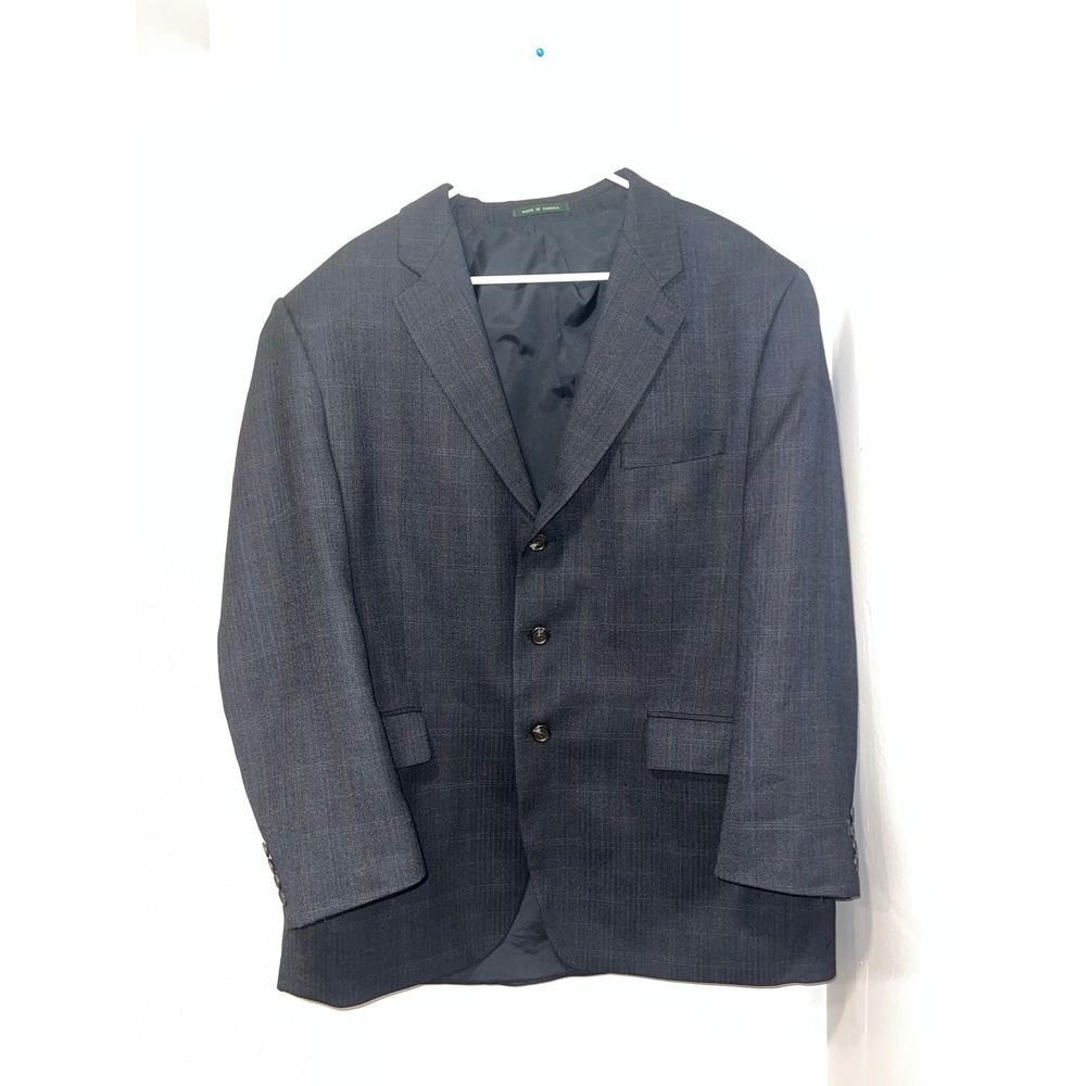 Lauren Ralph Lauren Men's Gray Plaid Wool Suit Jacket Blazer 46R